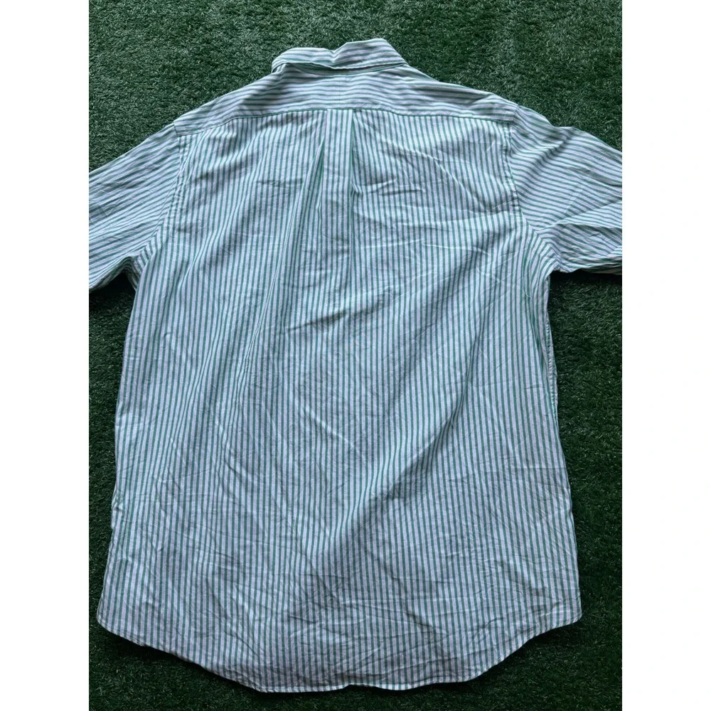 Polo Ralph Lauren Mens‎ XL Green White Striped Short Sleeve Button Down Shirt